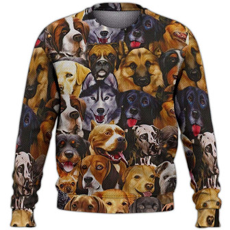 Dog Sweater, Dog Sweater For Humans Christmas Sweater 3D Print Crewneck Men Women Sweater, Men Women 3D Print Sweater - Thegiftio UK