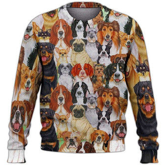 Dog Sweater, Dog Sweater For Humans Christmas Sweater 3D Print Crewneck Men Women Sweater, Men Women 3D Print Sweater - Thegiftio UK