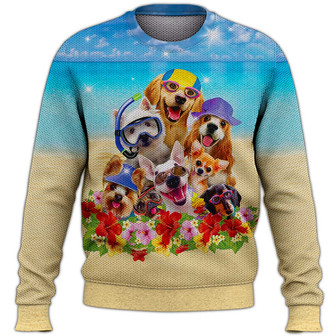 Dogs Holiday Summer Sweater, Dog Sweater For Humans Christmas Sweater 3D Print Crewneck Men Women Sweater, Men Women 3D Print Sweater - Thegiftio UK