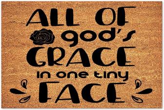 Doormat Funny Entryway Rug Easy To Clean All Of God's Grace In One Tiny Face Coir Door Mat For Entry Front Porch Decor Brown Housewarming Gift - Thegiftio UK