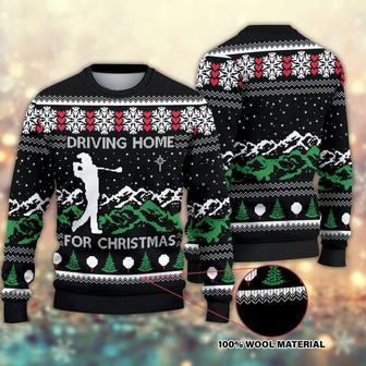 Driving Home for Christmas Christmas Ugly Christmas Sweater, Golf Christmas Sweater, Woolen Sweater, Wool Knit Sweater, Men Women 3D Print Sweater - Thegiftio UK