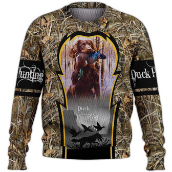 Duck Hunting Dog Cute Sweater, Dog Sweater For Humans Christmas Sweater 3D Print Crewneck Men Women Sweater, Men Women 3D Print Sweater - Thegiftio UK