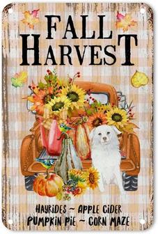 Fall Harvest Sunflower Truck And Dog Metal Sign Fall Harvest Wall Metal Signs Plaque Poster Sign Vintage Metal Sign Wall Art Decoration For Garage Family Cafe Bar Farm Wall - Thegiftio UK