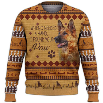 I Found Your Paw Sweater, German Shepherd Sweater, Dog Sweater For Humans Christmas Sweater 3D Print Crewneck Men Women Sweater, Men Women 3D Print Sweater - Thegiftio UK