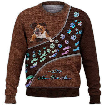 French Bulldog Never Walk Alone Sweater, French Bulldog Sweater, Dog Sweater For Humans Christmas Sweater 3D Print Crewneck Men Women Sweater, Men Women 3D Print Sweater - Thegiftio UK