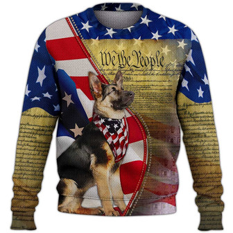 German Shepherd American Patriot Sweater, German Shepherd Sweater, Dog Sweater For Humans Christmas Sweater 3D Print Crewneck Men Women Sweater, Men Women 3D Print Sweater - Thegiftio UK