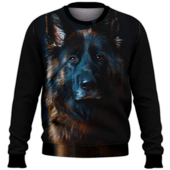 German Shepherd Face Sweater, German Shepherd Sweater, Dog Sweater For Humans Christmas Sweater 3D Print Crewneck Men Women Sweater, Men Women 3D Print Sweater - Thegiftio UK