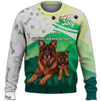 German Shepherd Sweater, Dog Sweater For Humans Christmas Sweater 3D Print Crewneck Men Women Sweater, Men Women 3D Print Sweater - Thegiftio UK