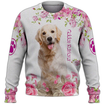 Golden Retriever Sweater, Dog Sweater For Humans Christmas Sweater 3D Print Crewneck Men Women Sweater, Men Women 3D Print Sweater - Thegiftio UK