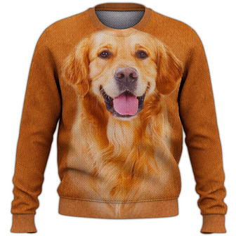 Golden Retriever Sweater, Dog Sweater For Humans Christmas Sweater 3D Print Crewneck Men Women Sweater, Men Women 3D Print Sweater - Thegiftio UK
