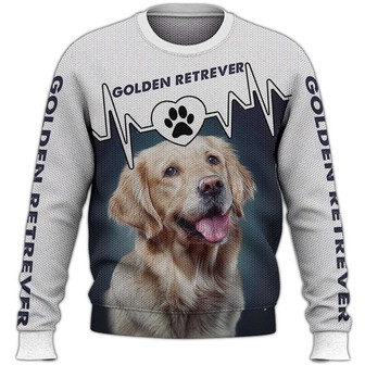 Golden Retriever Sweater, Dog Sweater For Humans Christmas Sweater 3D Print Crewneck Men Women Sweater, Men Women 3D Print Sweater - Thegiftio UK