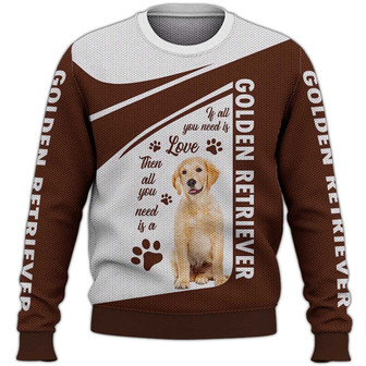 Golden Retriever Sweater, Dog Sweater For Humans Christmas Sweater 3D Print Crewneck Men Women Sweater, Men Women 3D Print Sweater - Thegiftio UK