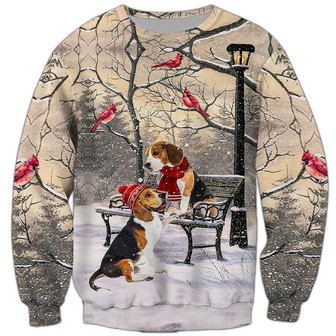 Beagle Christmas Sweatshirt, Sweatshirt For Humans Christmas Sweater 3D Print Crewneck Men Women Sweater - Thegiftio UK
