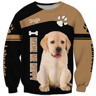 Labrador Make Me Happy Sweatshirt, Dog Sweatshirt For Humans Christmas Sweater 3D Print Crewneck Men Women Sweater - Thegiftio UK