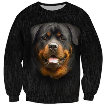 Rottweiler Sweatshirt, Dog Sweatshirt For Humans Christmas Sweater 3D Print Crewneck Men Women Sweater - Thegiftio UK