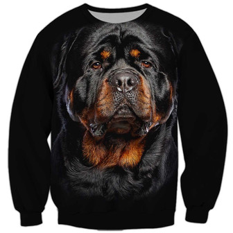 Rottweiler Sweatshirt, Dog Sweatshirt For Humans Christmas Sweater 3D Print Crewneck Men Women Sweater - Thegiftio UK