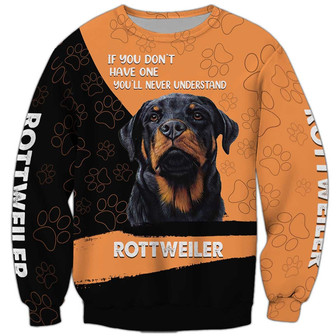 Rottweiler Sweatshirt For Humans Christmas Sweater 3D Print Crewneck Men Women Sweater - Thegiftio UK