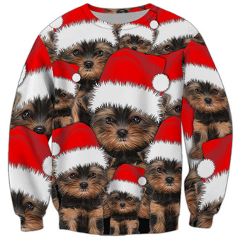 Yorkshire Dog Christmas Sweatshirt, Dog Sweatshirt For Humans Christmas Sweater 3D Print Crewneck Men Women Sweater - Thegiftio UK