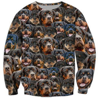 Rottweiler Sweatshirt, Sweatshirt For Humans Christmas Sweater 3D Print Crewneck Men Women Sweater - Thegiftio UK