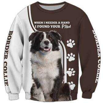I Found Your Paw Sweatshirt, Border Collie Sweatshirt, Dog Sweatshirt For Humans Christmas Sweater 3D Print Crewneck Men Women Sweater - Thegiftio UK