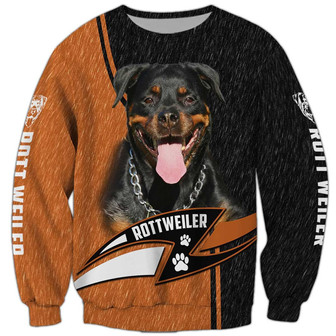 Rottweiler Sweatshirt, Dog Sweatshirt For Humans Christmas Sweater 3D Print Crewneck Men Women Sweater - Thegiftio UK