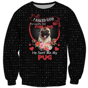 Pug Sweatshirt, Sweatshirt For Humans Christmas Sweater 3D Print Crewneck Men Women Sweater - Thegiftio UK