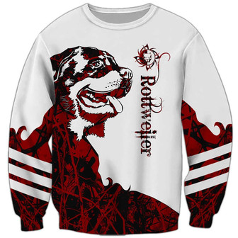 Red Rottweiler Sweatshirt, Rottweiler Sweatshirt, Dog Sweatshirt For Humans Christmas Sweater 3D Print Crewneck Men Women Sweater - Thegiftio UK
