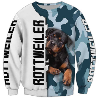 Rottweiler Sweatshirt, Dog Sweatshirt For Humans Christmas Sweater 3D Print Crewneck Men Women Sweater - Thegiftio UK