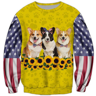 Corgi Sunflower Sweatshirt, Sweatshirt For Humans Christmas Sweater 3D Print Crewneck Men Women Sweater - Thegiftio UK