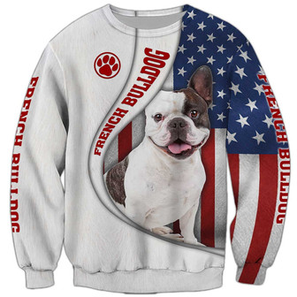 American French Bulldog Sweatshirt, French Bulldog Sweatshirt, Dog Sweatshirt For Humans Christmas Sweater 3D Print Crewneck Men Women Sweater - Thegiftio UK
