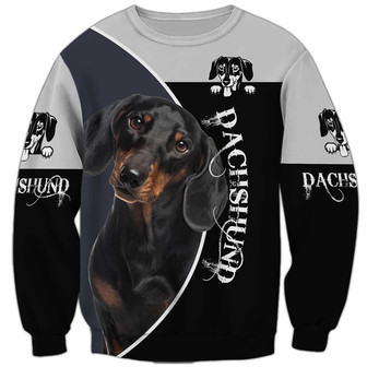 Dachshund Sweatshirt, Sweatshirt For Humans Christmas Sweater 3D Print Crewneck Men Women Sweater - Thegiftio UK