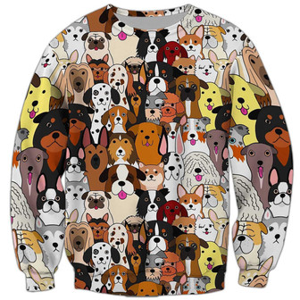 Dog Cute Christmas Sweatshirt, Dog Sweatshirt For Humans Christmas Sweater 3D Print Crewneck Men Women Sweater - Thegiftio UK