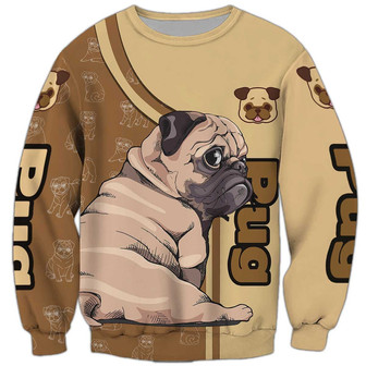 Love Pug Puppy Sweatshirt, Pug Sweatshirt, Dog Sweatshirt For Humans Christmas Sweater 3D Print Crewneck Men Women Sweater - Thegiftio UK