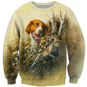 Beagle Rabbit Hunting Sweatshirt, Beagle Sweatshirt, Dog Sweatshirt For Humans Christmas Sweater 3D Print Crewneck Men Women Sweater - Thegiftio UK