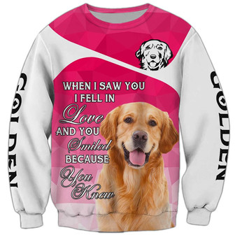 Golden Retriever Sweatshirt, Dog Sweatshirt For Humans Christmas Sweater 3D Print Crewneck Men Women Sweater - Thegiftio UK