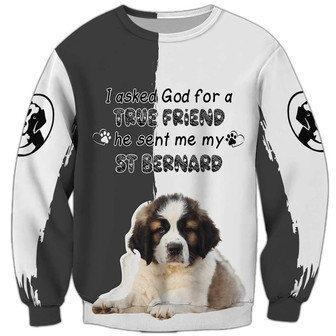God Sent Me My St Bernard Sweatshirt, St Bernard Sweatshirt, Dog Sweatshirt For Humans Christmas Sweater 3D Print Crewneck Men Women Sweater - Thegiftio UK