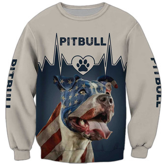 Pitbull America Sweatshirt, Pitbull Sweatshirt, Dog Sweatshirt For Humans Christmas Sweater 3D Print Crewneck Men Women Sweater - Thegiftio UK