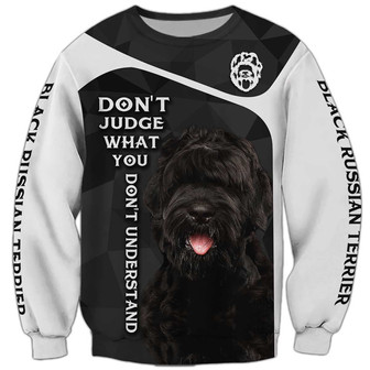 Black Russian Terrier Sweatshirt, Dog Sweatshirt For Humans Christmas Sweater 3D Print Crewneck Men Women Sweater - Thegiftio UK