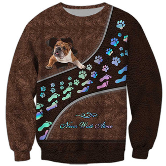 French Bulldog Never Walk Alone Sweatshirt, French Bulldog Sweatshirt, Dog Sweatshirt For Humans Christmas Sweater 3D Print Crewneck Men Women Sweater - Thegiftio UK
