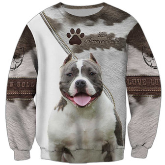 American Bully Sweatshirt, Sweatshirt For Humans Christmas Sweater 3D Print Crewneck Men Women Sweater - Thegiftio UK