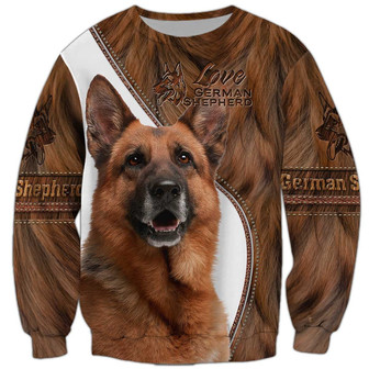 Love German Shepherd Sweatshirt, German Shepherd Sweatshirt, Dog Sweatshirt For Humans Christmas Sweater 3D Print Crewneck Men Women Sweater - Thegiftio UK