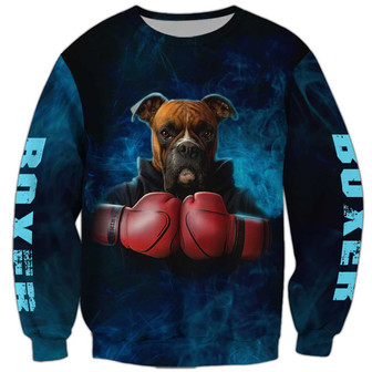 Boxer Boxing Sweatshirt, Boxer Sweatshirt, Dog Sweatshirt For Humans Christmas Sweater 3D Print Crewneck Men Women Sweater - Thegiftio UK