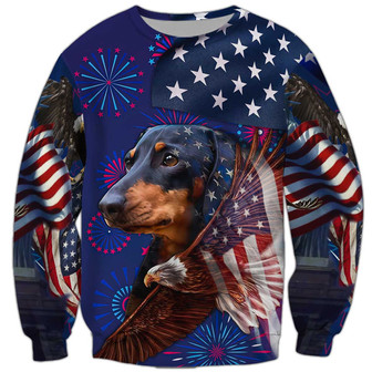 Dachshund Independence Day Sweatshirt, Dog Sweatshirt For Humans Christmas Sweater 3D Print Crewneck Men Women Sweater - Thegiftio UK