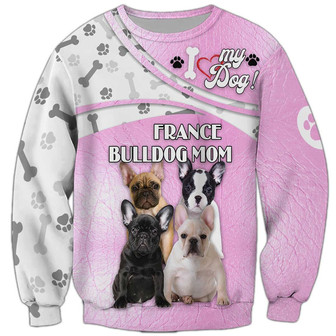 France Bulldog Mom Sweatshirt, Sweatshirt For Humans Christmas Sweater 3D Print Crewneck Men Women Sweater - Thegiftio UK