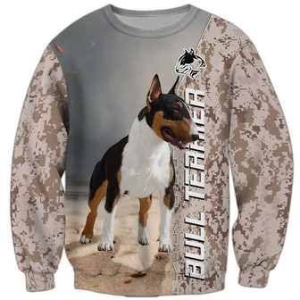 Strong Bull Terrier Sweatshirt, Dog Sweatshirt For Humans Christmas Sweater 3D Print Crewneck Men Women Sweater - Thegiftio UK