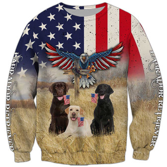 Labradors And Eagle Sweatshirt, Labrador Sweatshirt, Dog Sweatshirt For Humans Christmas Sweater 3D Print Crewneck Men Women Sweater - Thegiftio UK