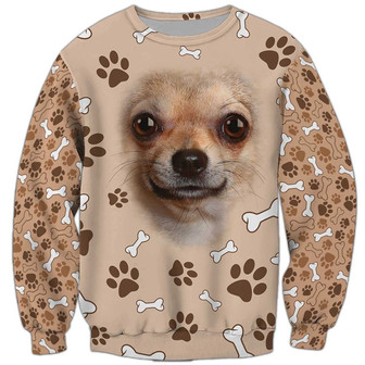 Chihuahua Face Sweatshirt, Dog Sweatshirt For Humans Christmas Sweater 3D Print Crewneck Men Women Sweater - Thegiftio UK