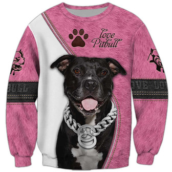 Pitbull Sweatshirt, Sweatshirt For Humans Christmas Sweater 3D Print Crewneck Men Women Sweater - Thegiftio UK