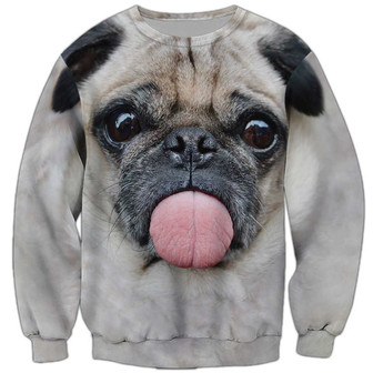 Pug Face Sweatshirt For Humans Christmas Sweater 3D Print Crewneck Men Women Sweater - Thegiftio UK