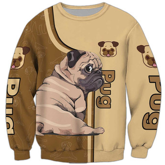 Funny Cute Pug Dog Sweatshirt, Pug Sweatshirt, Dog Sweatshirt For Humans Christmas Sweater 3D Print Crewneck Men Women Sweater - Thegiftio UK